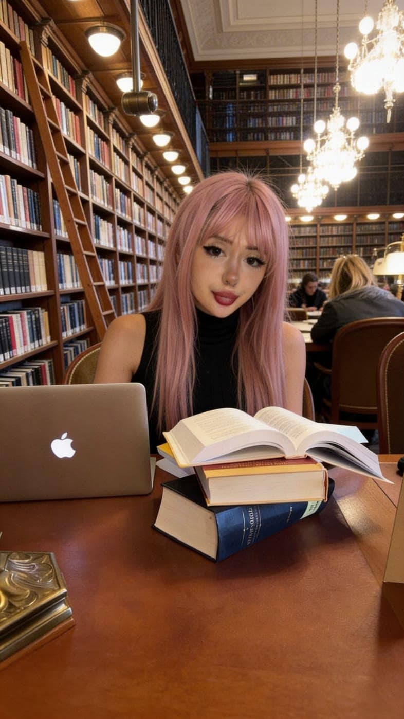 Studentin – Bibliothek, Blazer und Campus