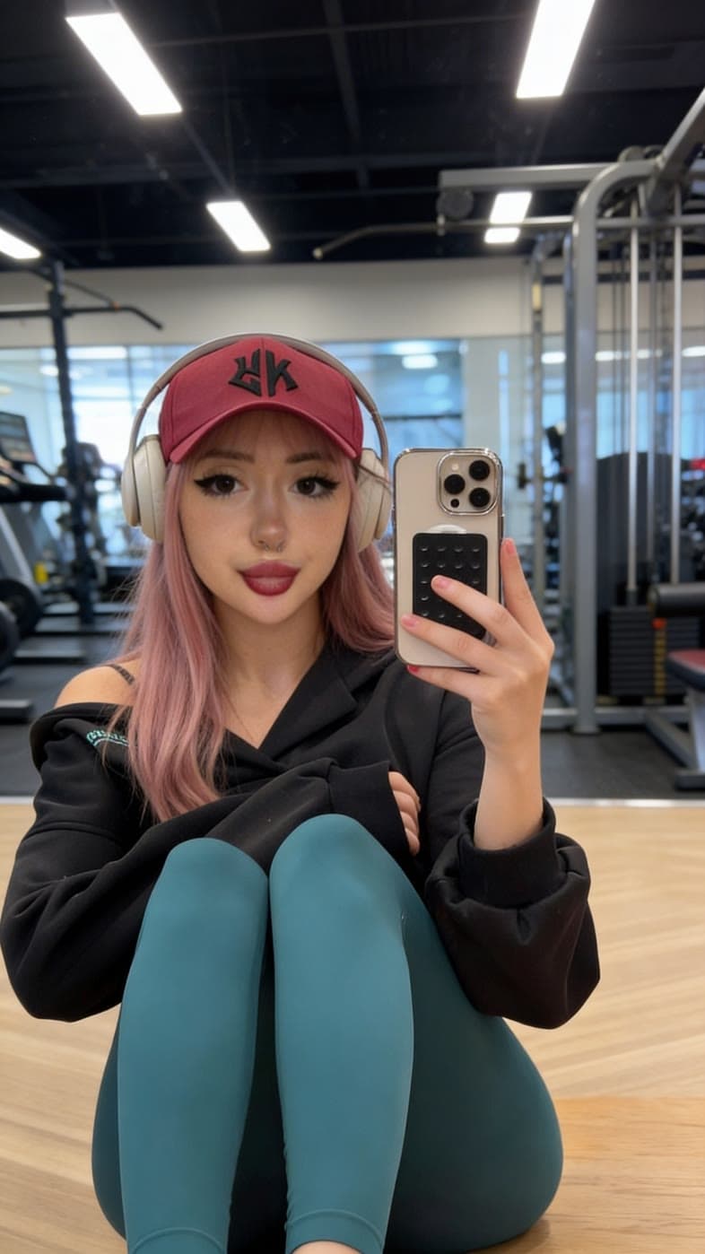 Gym – Kappe, Hoodie und türkise Leggings